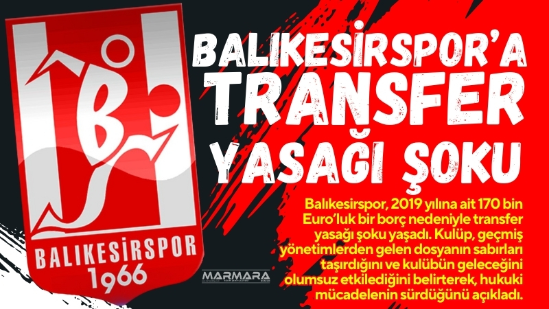 Balıkesirspor, 2019 yılına ait 170 bin Euro’luk bir borç nedeniyle