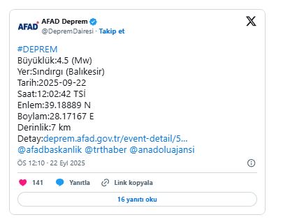 Balıkesir Bir Kez Daha Sallandı Ekran Alintisi 5 - Marmara Bölge Gazetesi