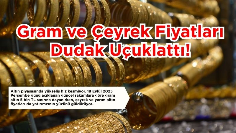 Altın piyasasında yükseliş hız kesmiyor. 18 Eylül 2025 Perşembe günü
