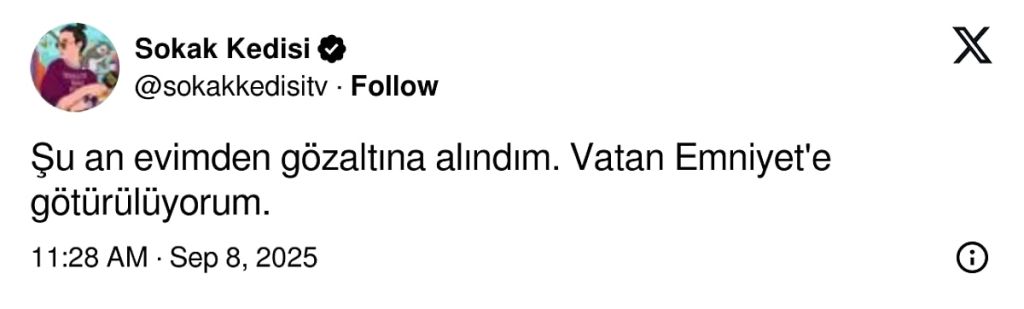 Sokak Kedisi Youtube Kanalının Sahibi Gözaltına Alındı s 81557020f6d46183c72774b34ede3b478555e5fa - Marmara Bölge Gazetesi