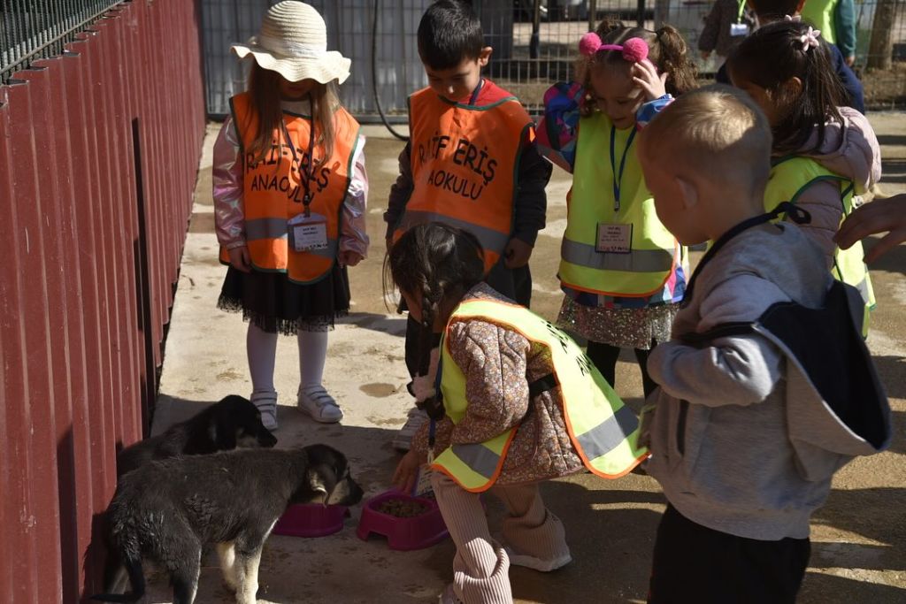Dünya Hayvanları Koruma Günü’nde Dursunbey Belediyesi’nin hayvan barınağı minik öğrencilerin