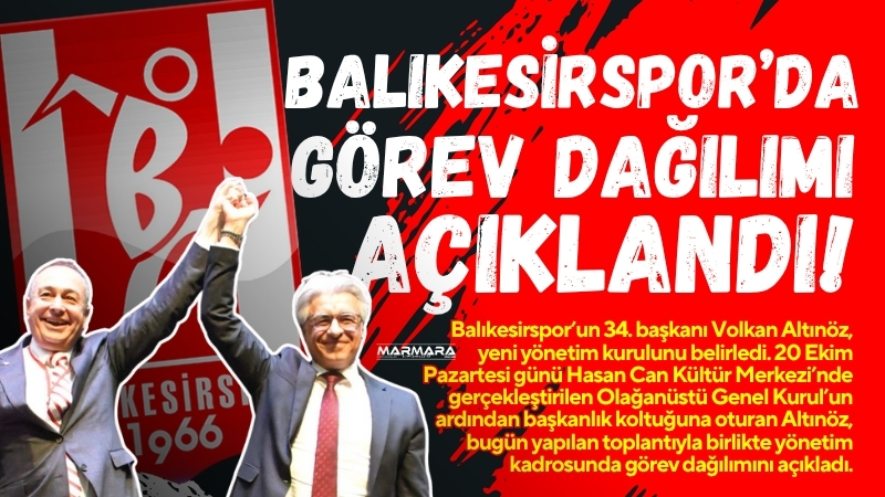 Balıkesirspor’un 34. başkanı Volkan Altınöz, yeni yönetim kurulunu belirledi. 20