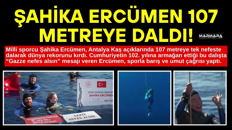 Milli sporcu Şahika Ercümen, Antalya Kaş açıklarında 107 metreye tek