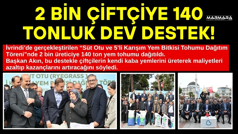 Balıkesir Büyükşehir Belediye Başkanı Ahmet Akın, üreticilere yönelik desteklerini sürdürüyor.