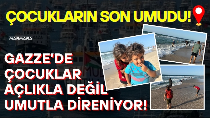 İsrail’in engellemelerine rağmen Gazze sahilinde toplanan çocuklar, Küresel Sumud Filosu’nun