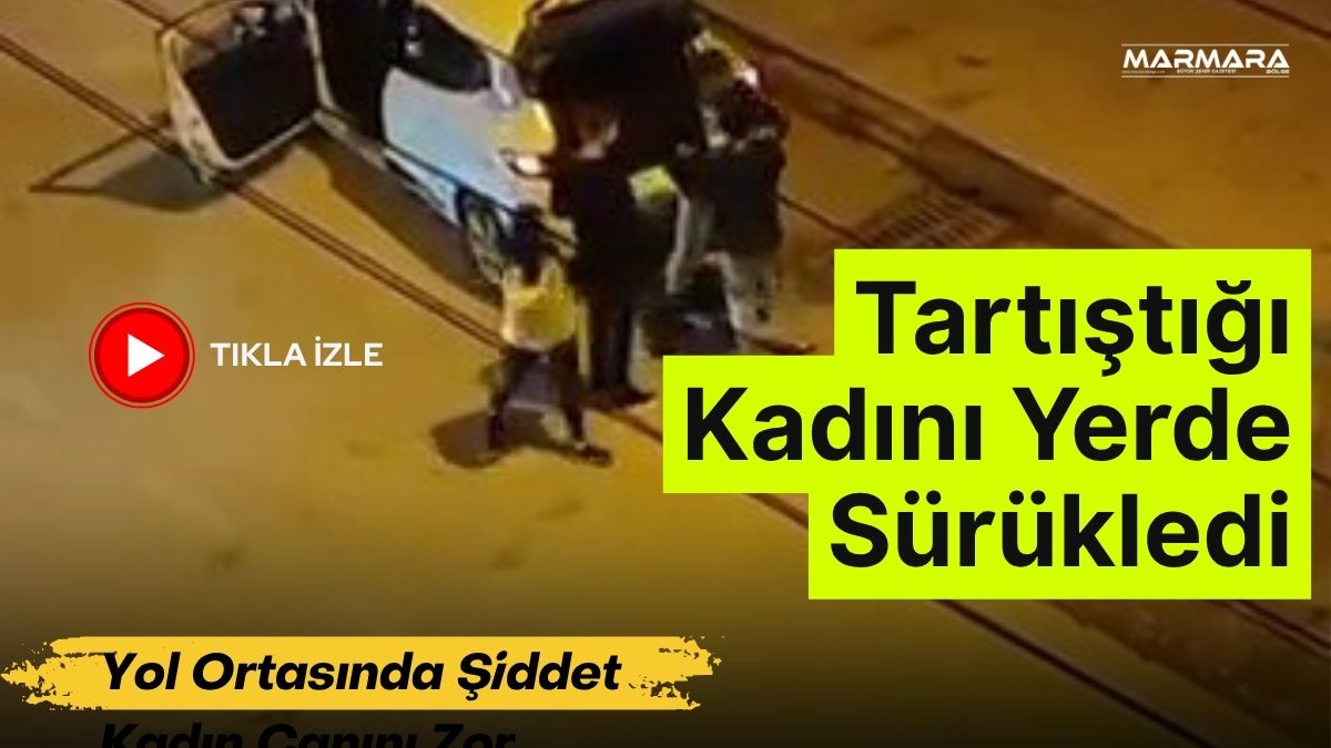Bursa’nın Nilüfer ilçesinde bir erkek, tartıştığı kadını yol ortasında sürükledi.
