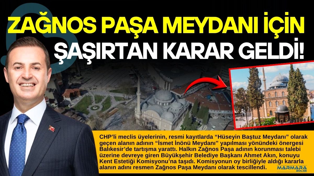 Halk arasında Zağnos Paşa Meydanı olarak bilinen ancak kayıtlarda “Hüseyin