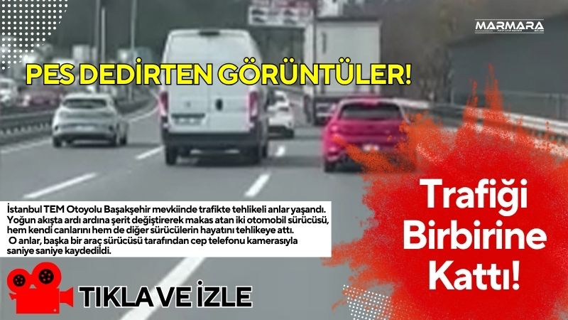 İstanbul TEM Otoyolu Başakşehir mevkiinde trafikte tehlikeli anlar yaşandı. Yoğun