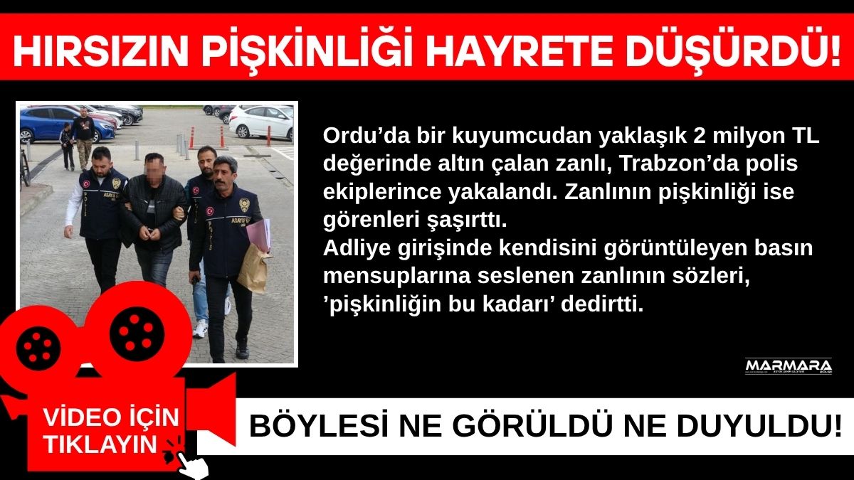 Ordu’da bir kuyumcudan yaklaşık 2 milyon TL değerinde altın çalan