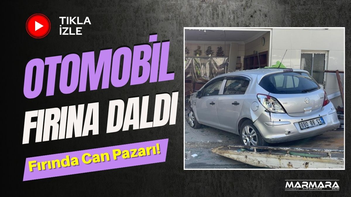 Edirne'de sürücüsünün kontrolünü kaybettiği otomobilin yol kenarındaki ekmek fırınına dalması