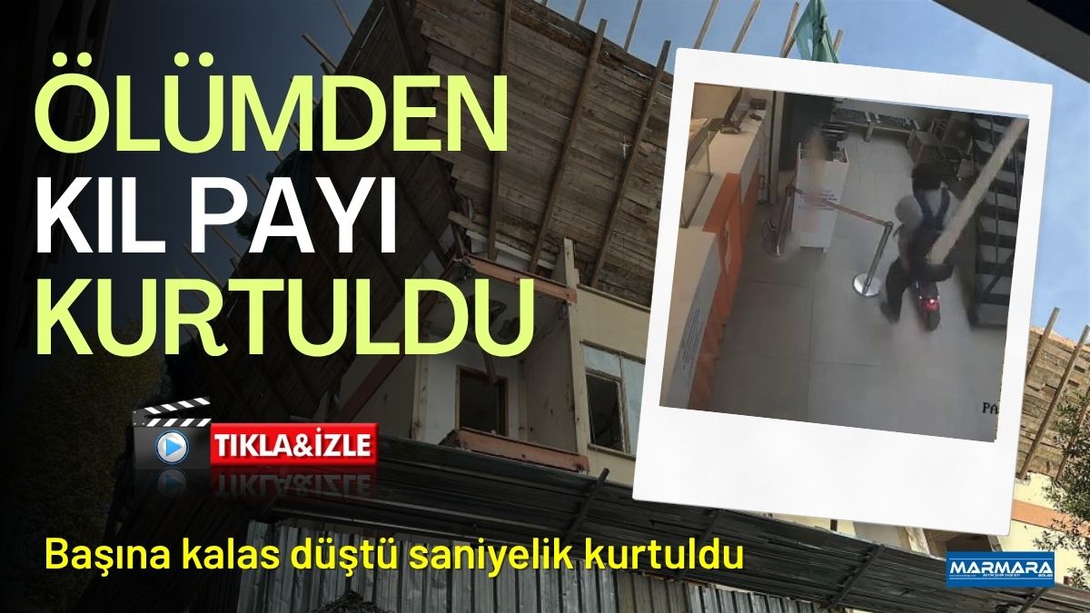 Kadıköy'de kentsel dönüşüm kapsamında yıkımı süren bir binadan düşen kalas