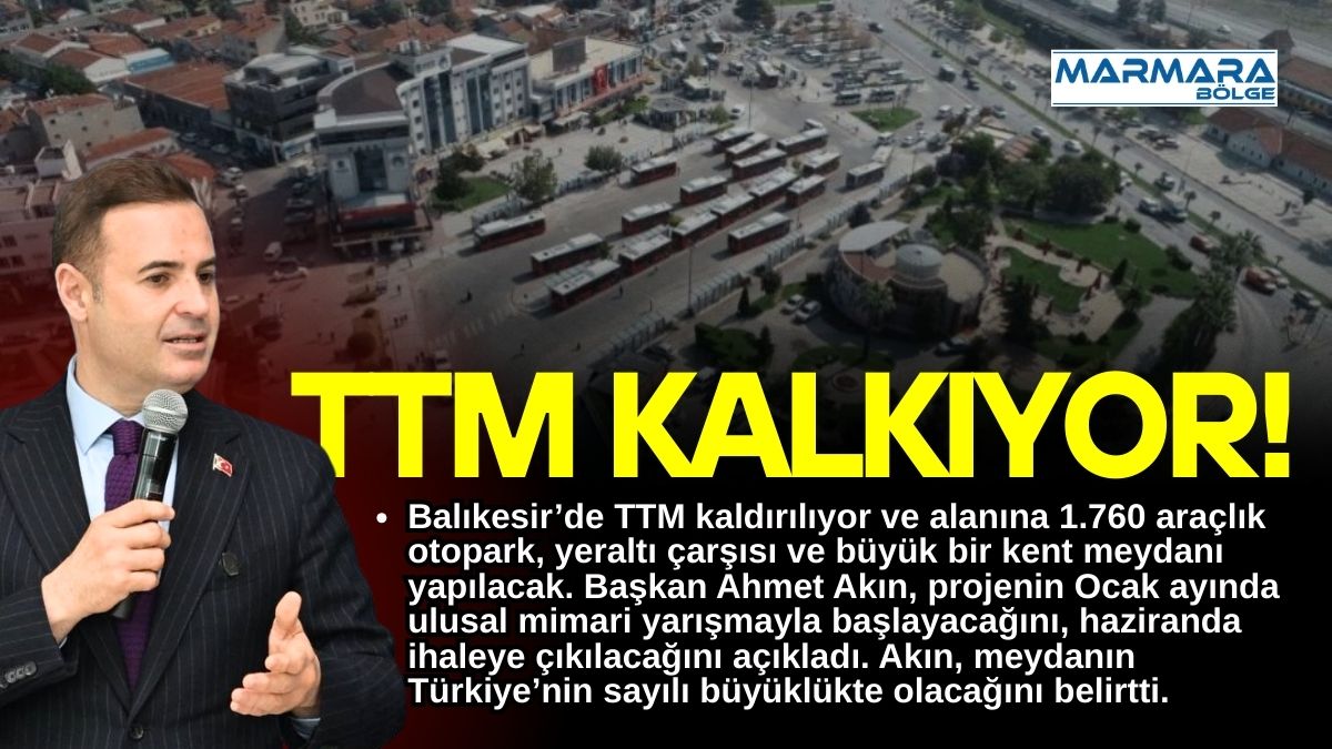 Balıkesir’de TTM kaldırılıyor ve alanına 1.760 araçlık otopark, yeraltı çarşısı