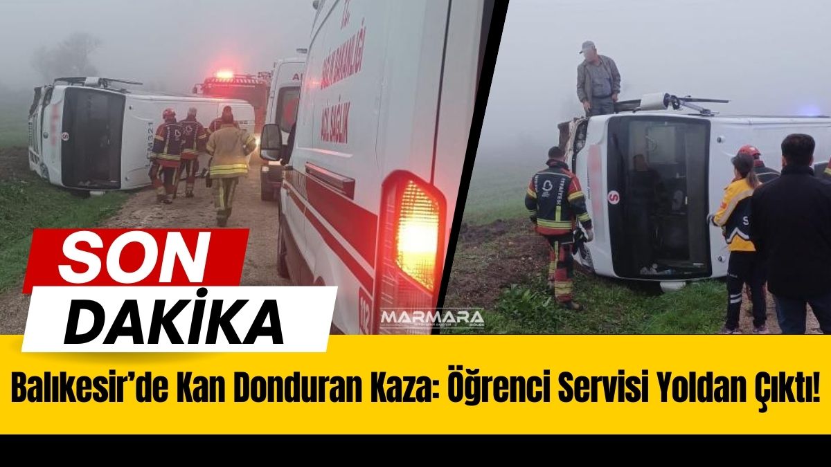 Bandırma’nın Bereketli-Külefli yolunda sabah saatlerinde öğrenci servisi yoldan çıkarak kaza