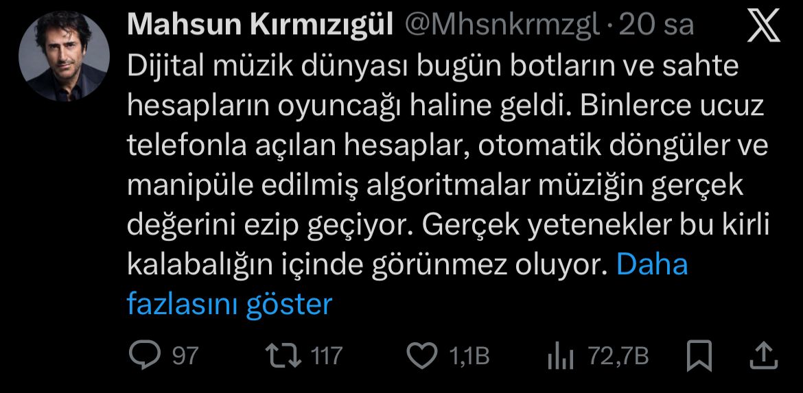 Mahsun Kırmızıgül’den Dijital Müzik Dünyasına Bot İsyanı e634fe11 53db 4269 88ae 4a7e5eaea947 - Marmara Bölge Gazetesi
