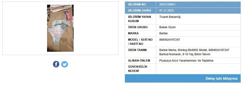 Ticaret Bakanlığı O Ürünü Yasakladı! Toplatılıyor! ekran alintis ivst - Marmara Bölge Gazetesi