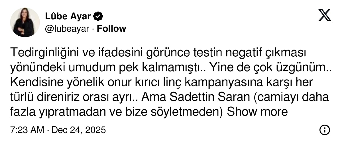 Uyuşturucu Testi Pozitif Çıkan Sadettin Saran'a "Gereğini Yap" Çağrısı s d3655434fd97e077117f49cd2000f3ddbbd75d3f - Marmara Bölge Gazetesi