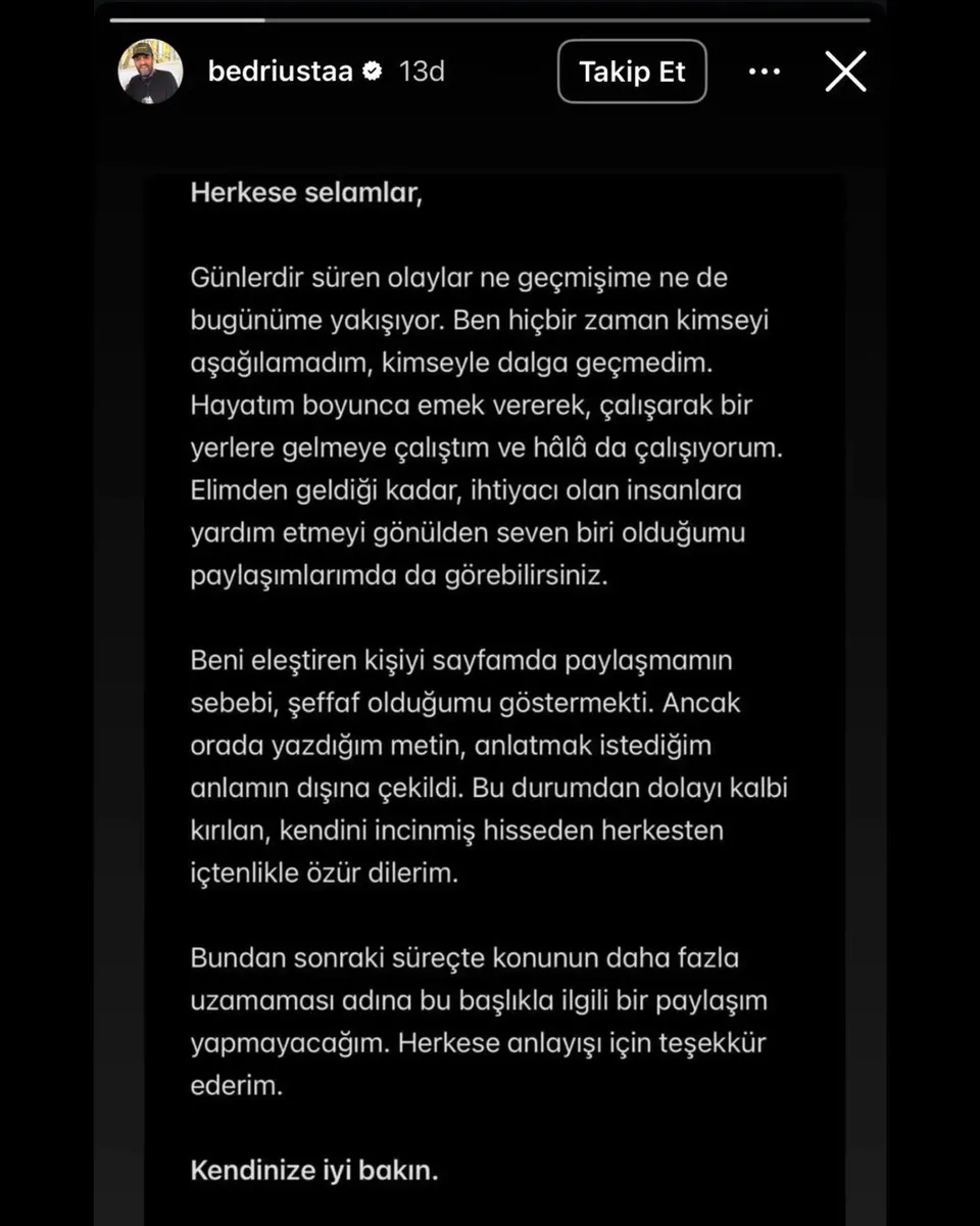 Bedri Usta’dan Olay Yaratan Paylaşımlar İçin İlk Açıklama 78a1e4aa ed7c 4bb6 99f4 24b5c49fcb80 - Marmara Bölge Gazetesi