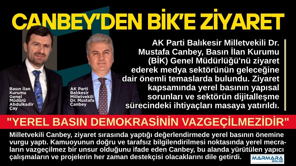 AK Parti Balıkesir Milletvekili Dr. Mustafa Canbey, Basın İlan Kurumu