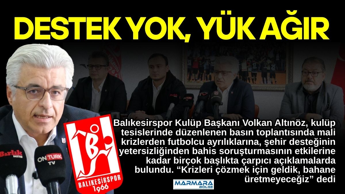 Balıkesirspor Kulüp Başkanı Volkan Altınöz, kulüp tesislerinde düzenlenen basın toplantısında