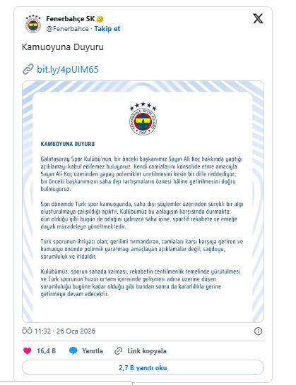 Fenerbahçe'den Galatasaray'a Ali Koç Tepkisi Ekran Alintisi 9 - Marmara Bölge Gazetesi