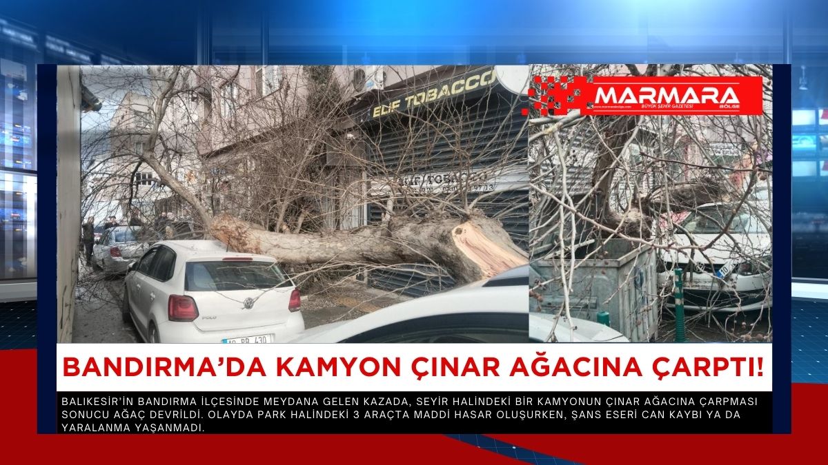 Balıkesir’in Bandırma ilçesinde meydana gelen kazada, seyir halindeki bir kamyonun