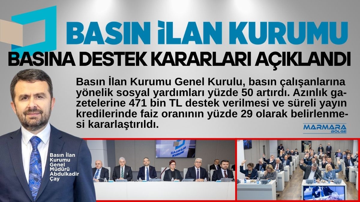 Basın İlan Kurumu Genel Kurulu, basın çalışanlarına yönelik sosyal yardımları
