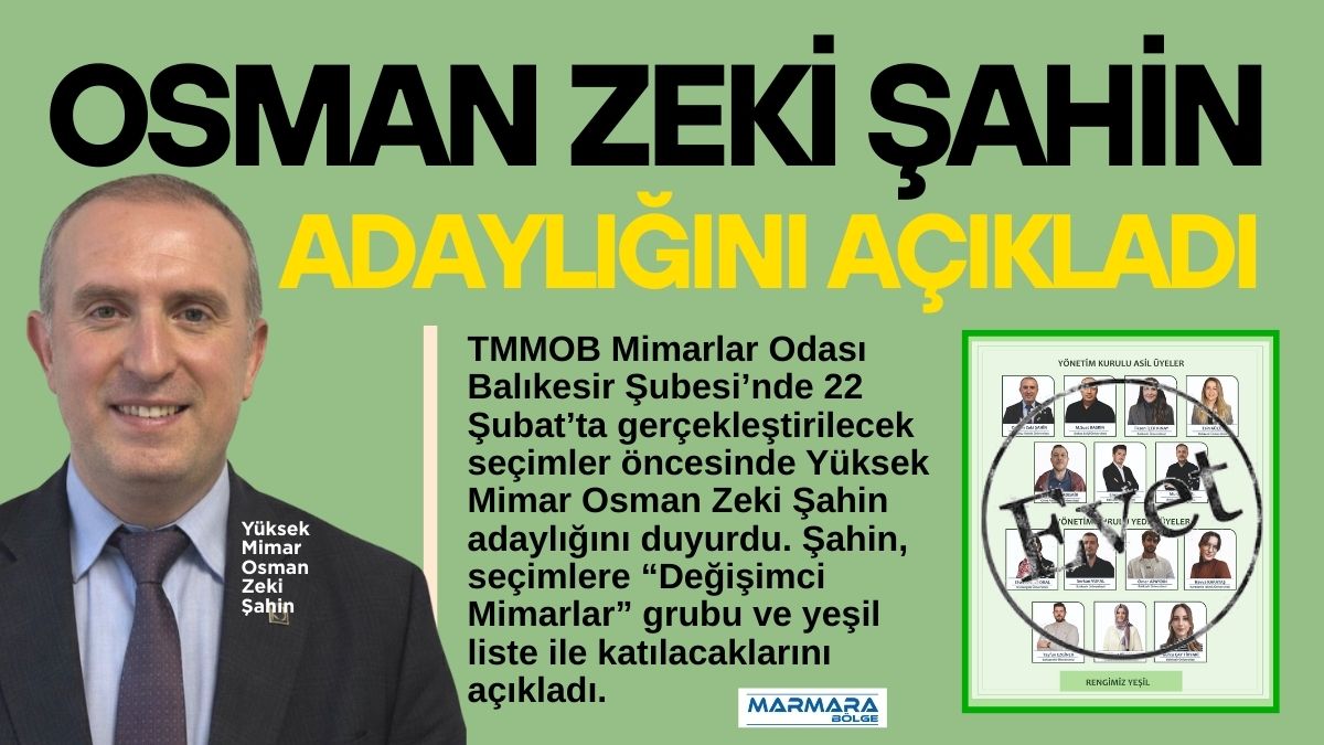 TMMOB Mimarlar Odası Balıkesir Şubesi’nde 22 Şubat’ta gerçekleştirilecek seçimler öncesinde