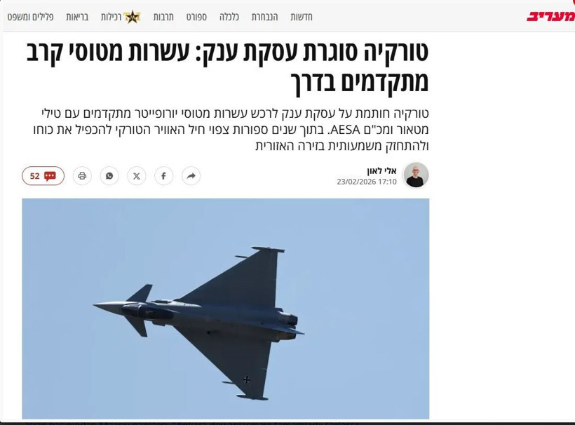 İsrail’den Türkiye Uyarısı: Yeni Savaş Uçakları Geliyor! Israil ‘Eurofighter - Marmara Bölge Gazetesi