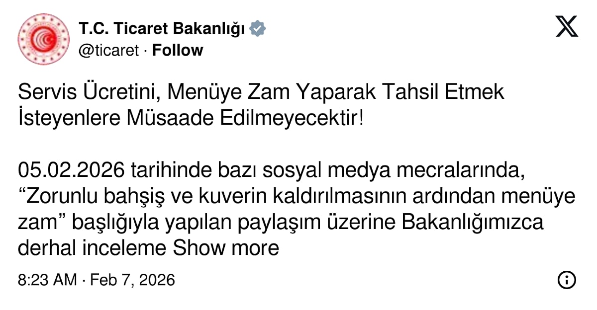 Ticaret Bakanlığı ‘Servis Ücreti’ne Son Noktayı KOydu s 6f003e3adb9f233489d521b9f262f8b31c2542a6 - Marmara Bölge Gazetesi