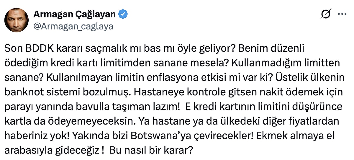 Kredi Kartı Limitleri Düştü, Armağan Çağlayan İsyan Etti s b73792d791158485fdfc62af0d166ed0213a9de0 - Marmara Bölge Gazetesi