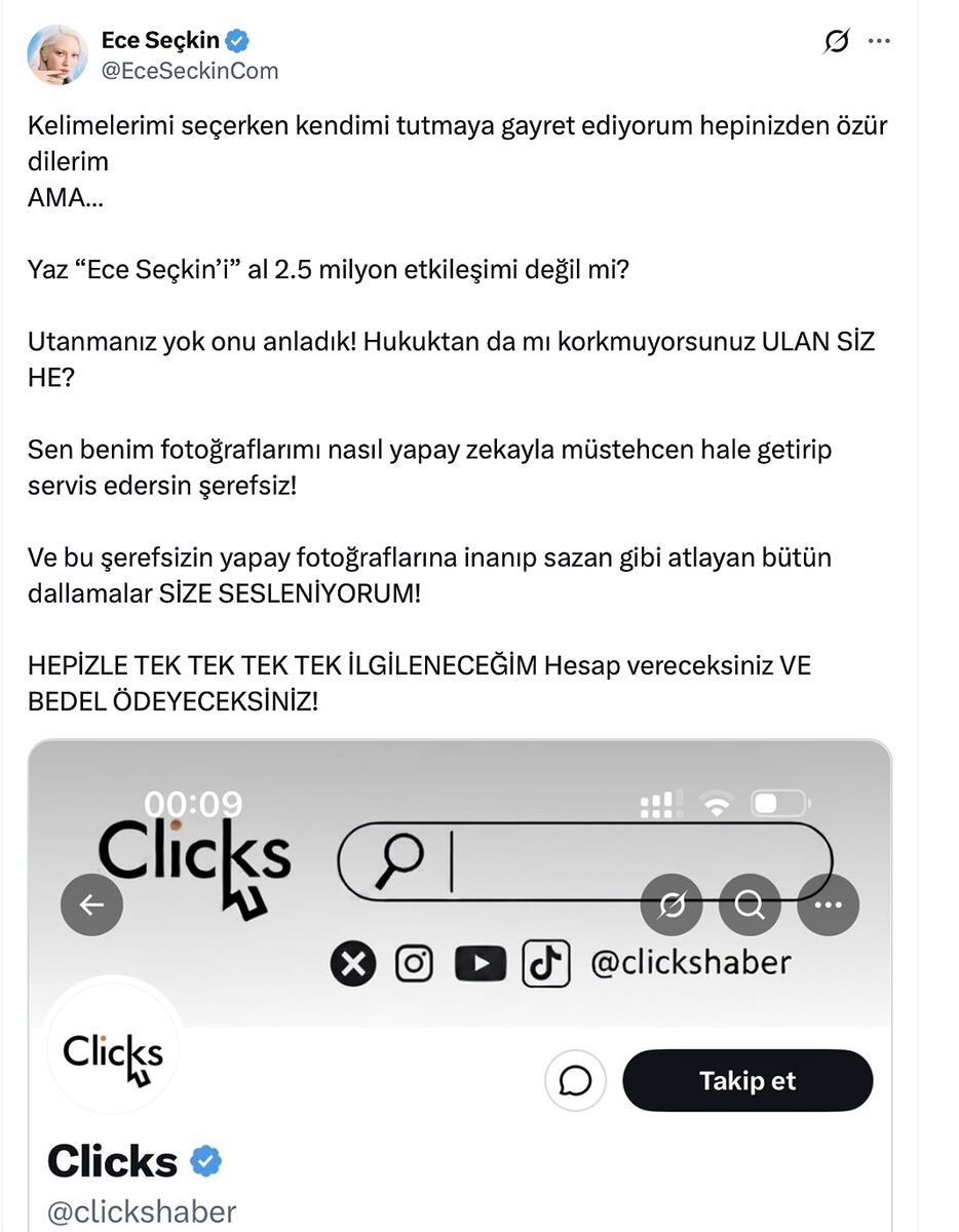 Yapay Zeka Skandalı Sonrası Ece Seçkin Sert Tepki Gösterdi ECE ACIKLAMA - Marmara Bölge Gazetesi