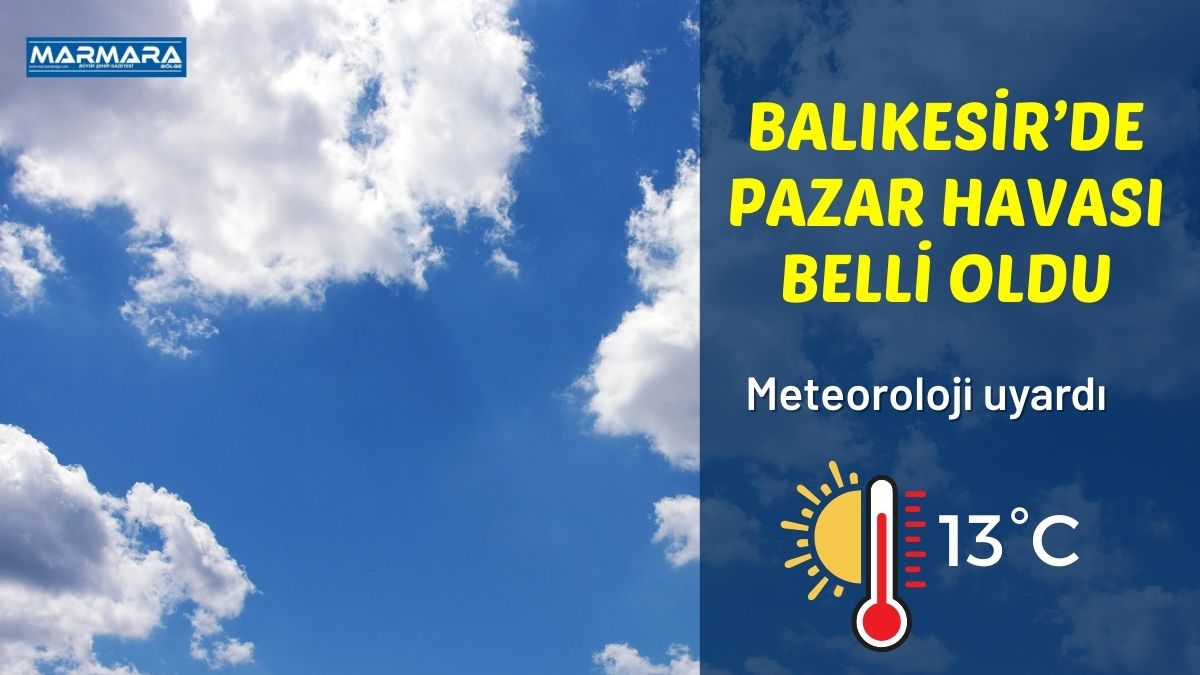 Meteoroloji Genel Müdürlüğü tarafından yayımlanan son rapora göre Balıkesir için