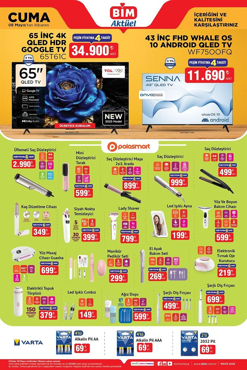 8 Mayıs BİM Aktüel Ürünleri: TCL TV ve Philips Süpürge Raflarda ELEVIZYON - Marmara Bölge Gazetesi