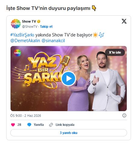 Demet Akalın ve Sinan Akçıl Aynı Projede Buluşuyor! Ekran Alintisi - Marmara Bölge Gazetesi