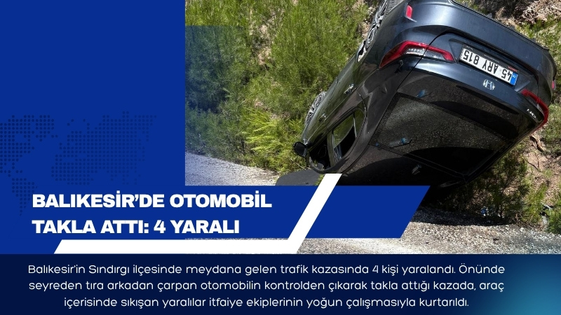 Balıkesir'in Sındırgı ilçesinde meydana gelen trafik kazasında 4 kişi yaralandı.
