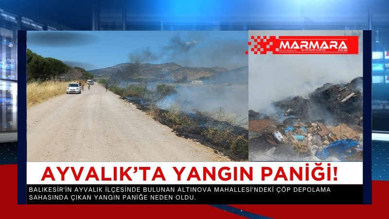 Balıkesir'in Ayvalık ilçesinde bulunan Altınova Mahallesi'ndeki çöp depolama sahasında çıkan