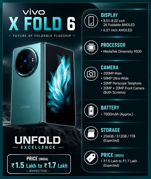 Vivo X Fold 6 tanıtım öncesi gündem oldu: Özel çip, güçlü kamera ve yeni çoklu görev sistemi Vivo X Fold 6 1 - Marmara Bölge Gazetesi