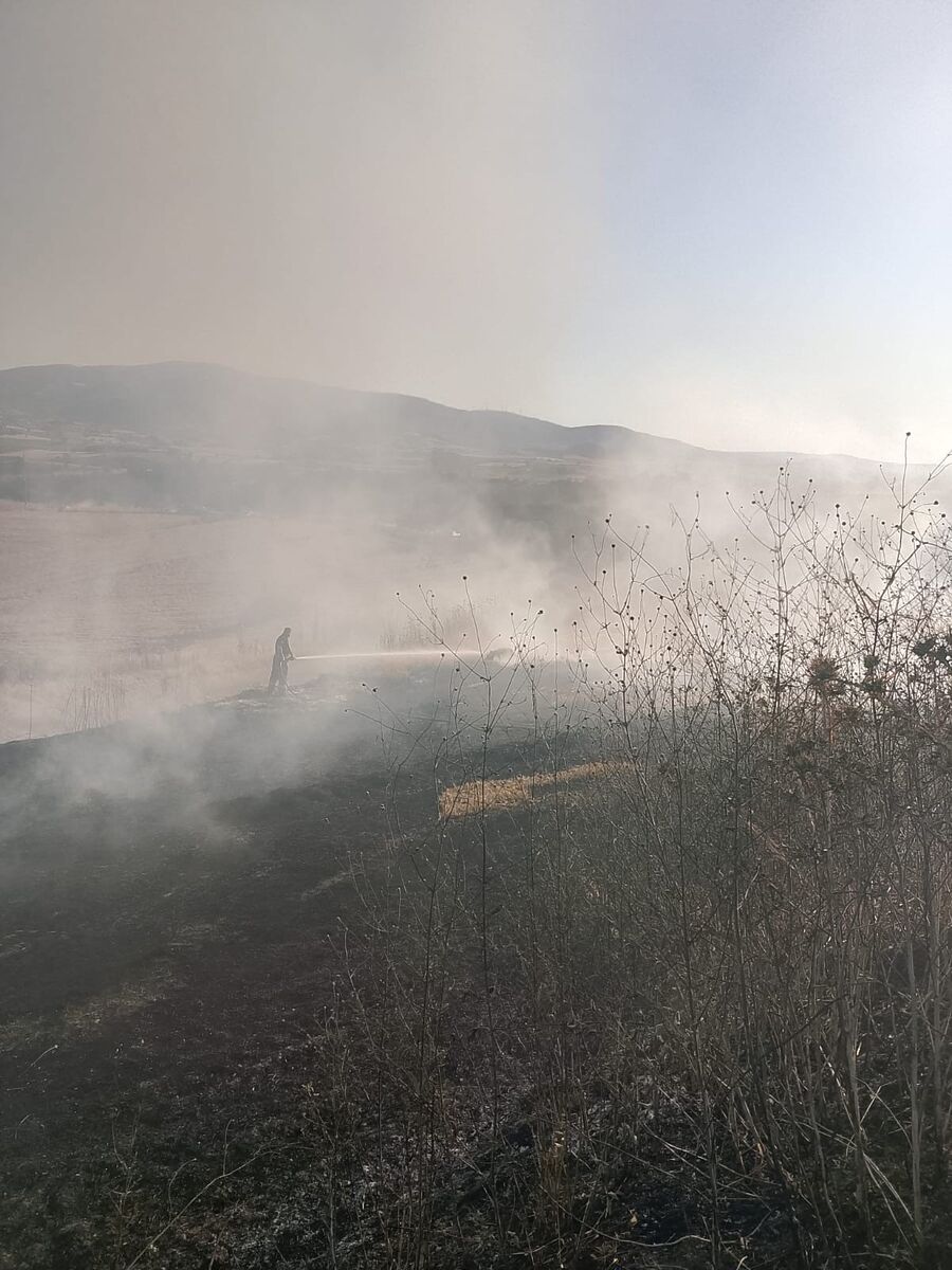 Balıkesir'in Susurluk ilçesine bağlı Göbel Mahallesi'nde çıkan arazi yangını, ekipleri