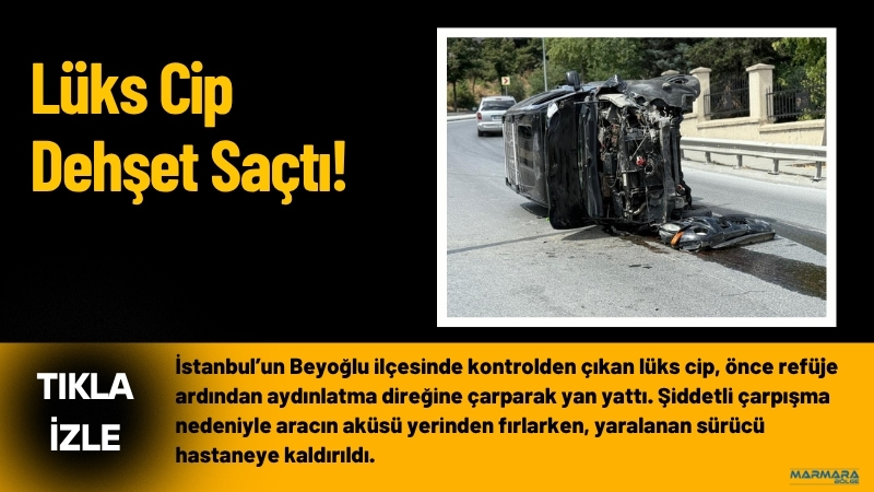 İstanbul’un Beyoğlu ilçesinde kontrolden çıkan lüks cip, önce refüje ardından