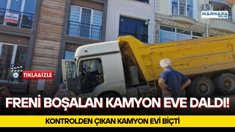 Tekirdağ’ın Süleymanpaşa ilçesinde park halindeyken freni boşaldığı iddia edilen kamyon