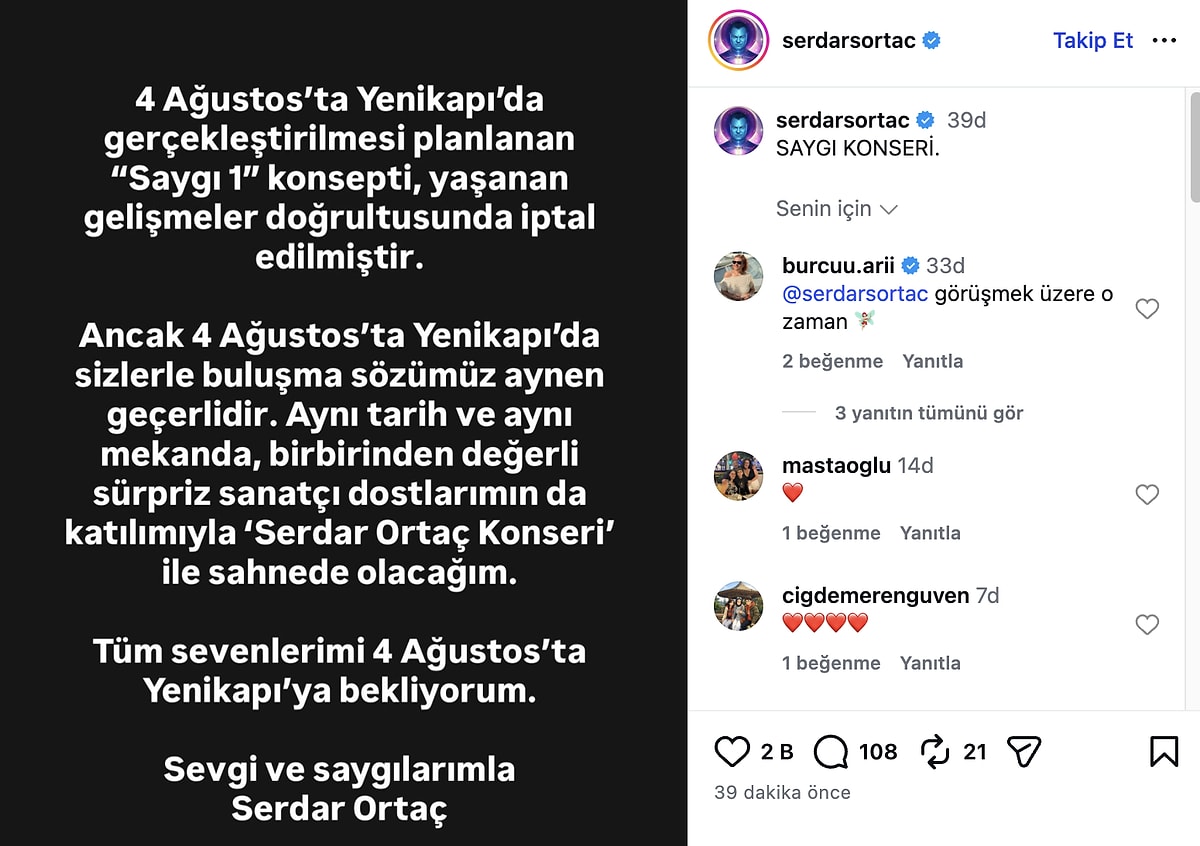 Serdar Ortaç Açıkladı: Saygı1 Konserinin Yeni Formatı Belli Oldu SERDAR ORTAC IPTAL - Marmara Bölge Gazetesi