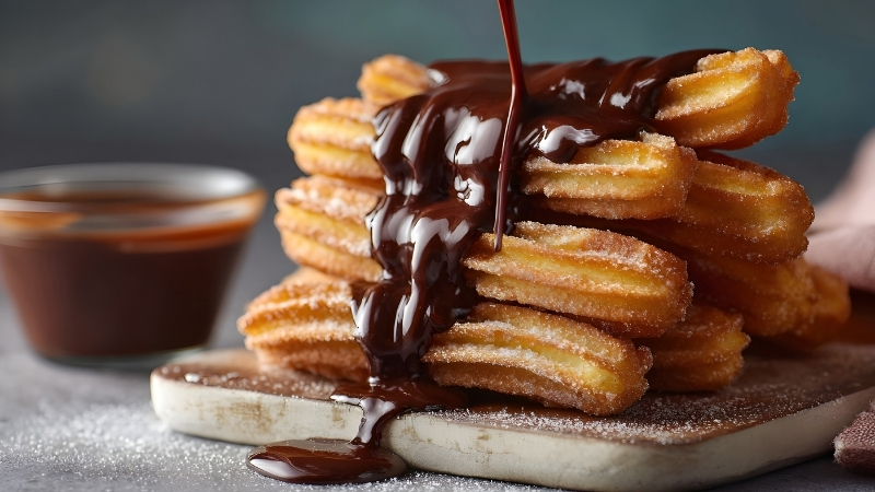 İspanyol mutfağının sevilen tatlılarından churros, dışı çıtır dokusu ve tarçınlı
