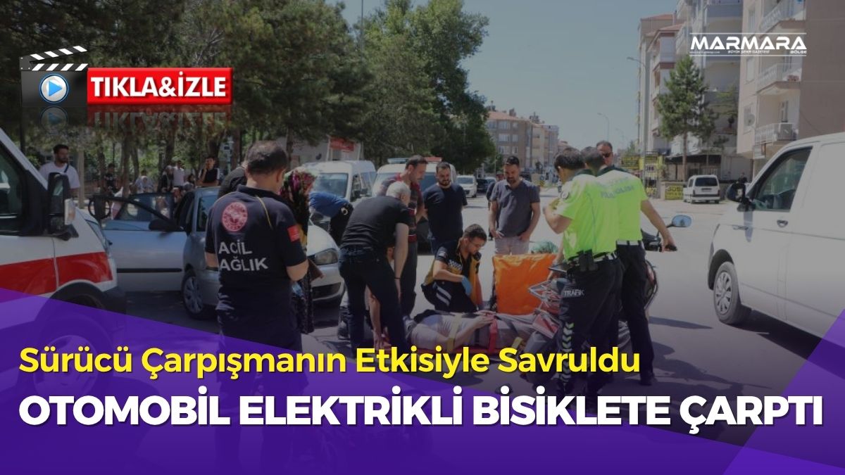 Karaman'da otomobille çarpışan elektrikli bisikletin sürücüsü yaralandı.