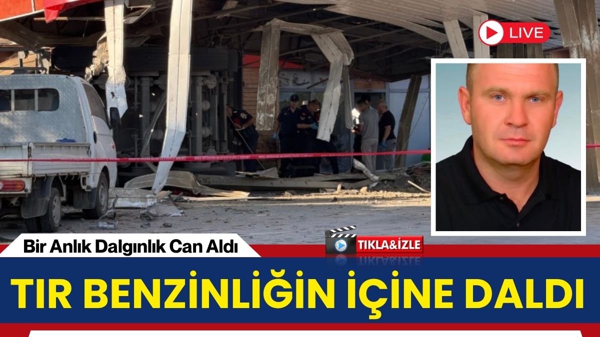 Bursa’nın İznik ilçesinde kömür yüklü tırın benzin istasyonuna dalması sonucu