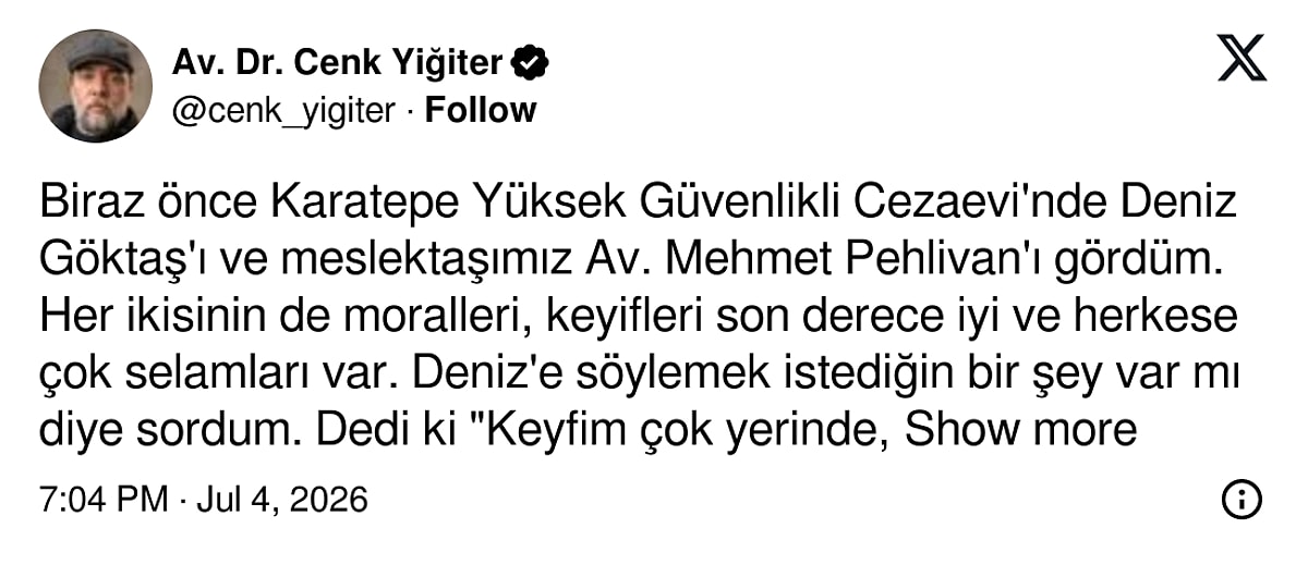 Deniz Göktaş'tan Cezaevinden İlk Mesaj s 3faadb52a0e9c1818b978c6cc500dbef0d79d708 - Marmara Bölge Gazetesi