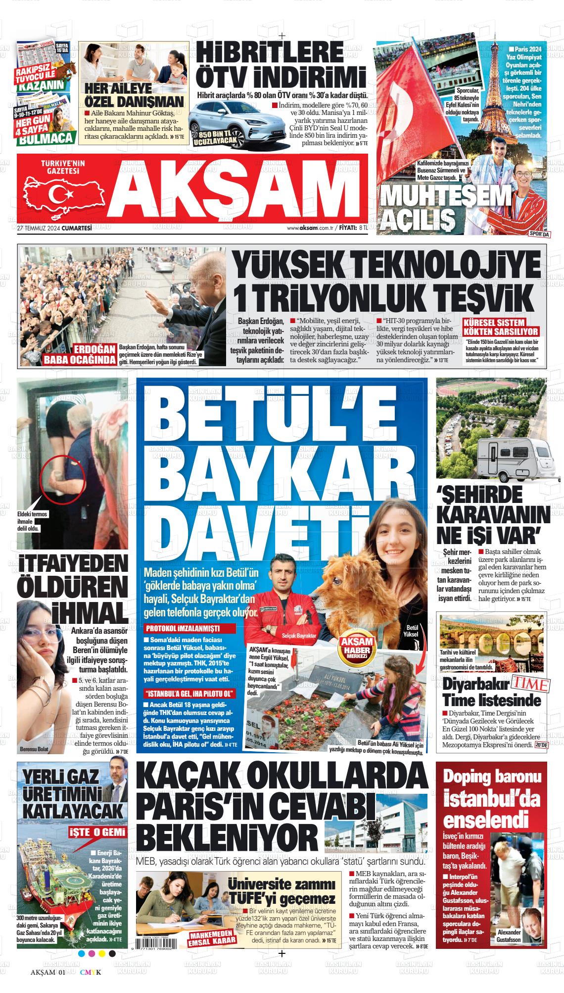 aksam 27 temmuz 2024 tarihli gazetesi B - Marmara Bölge: Balıkesir Son Dakika Haberleri ile Hava Durumu